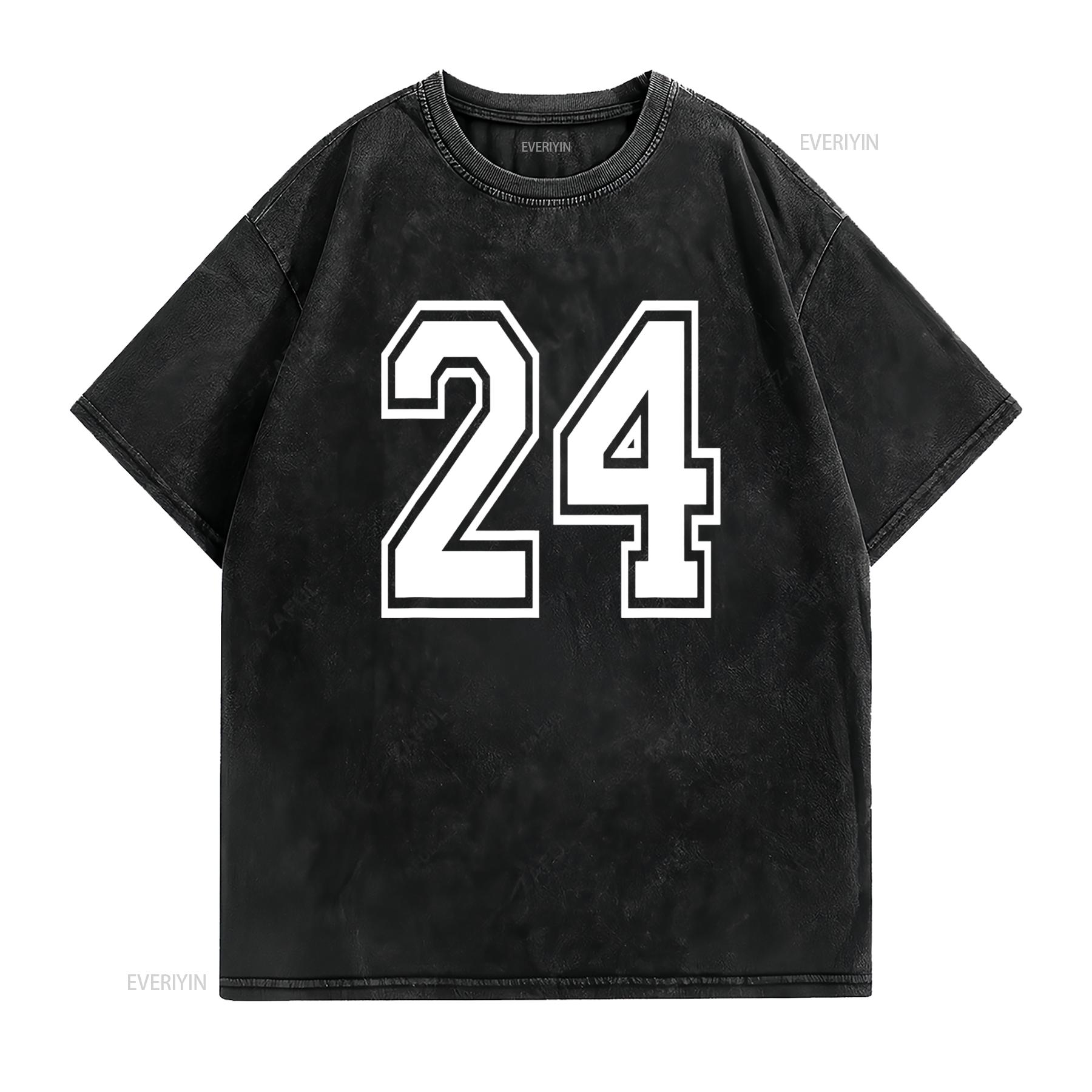ZheXiong TEE Nummer 24 T-shirt Verjaardag Varsity Sportteam Jersey vintage Gewassen Unisex streetwear designer kleding Casual mode S