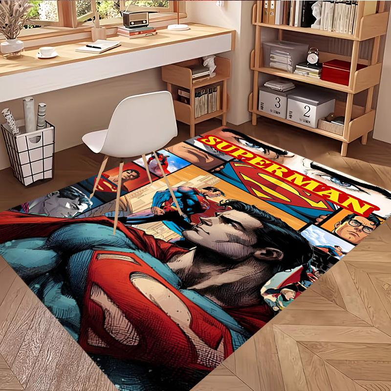 Superman Print Rug, Washable Floor Carpet, For Entryway Dorm Laundry Room Office Study, Home Decor Birthday Christmas Gift