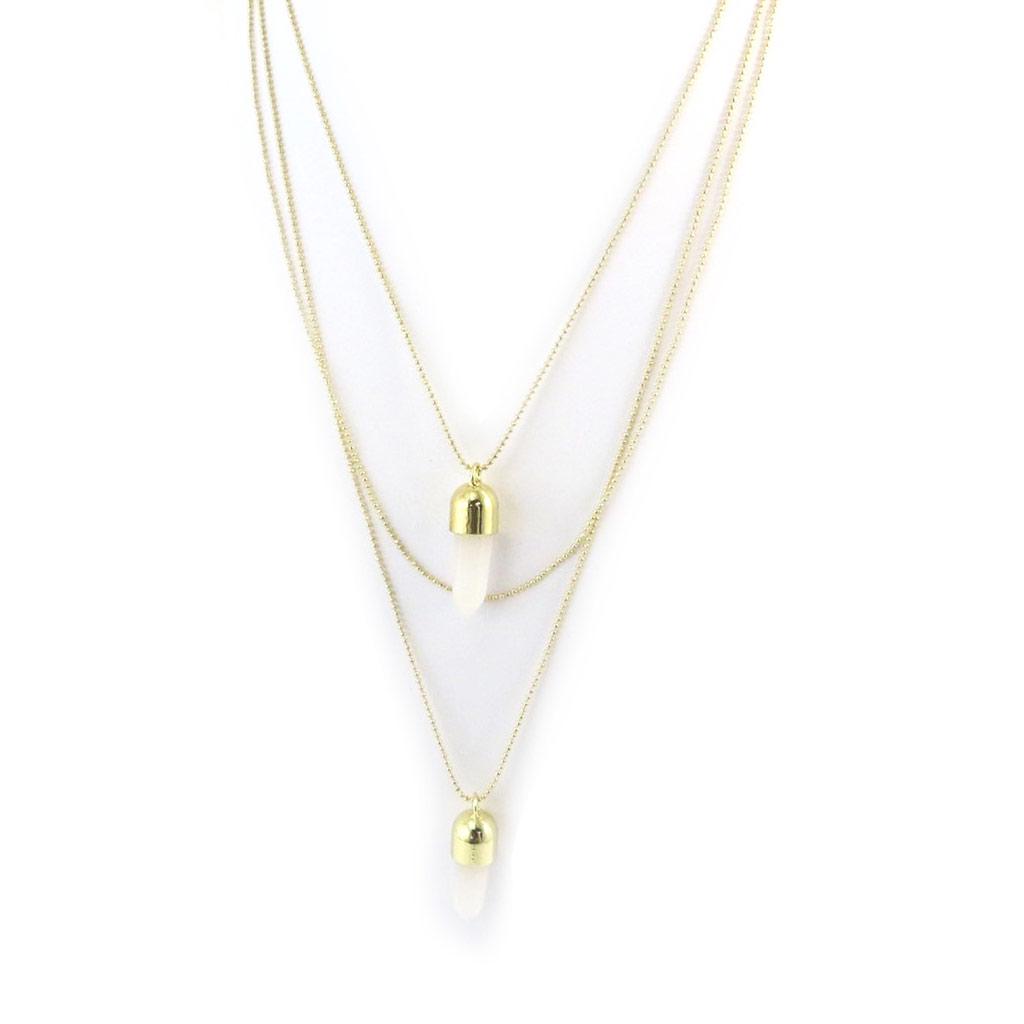 Les Trésors De Lily [N4088] - Collier sautoir 'Scarlett' blanc doré (3 rangs)