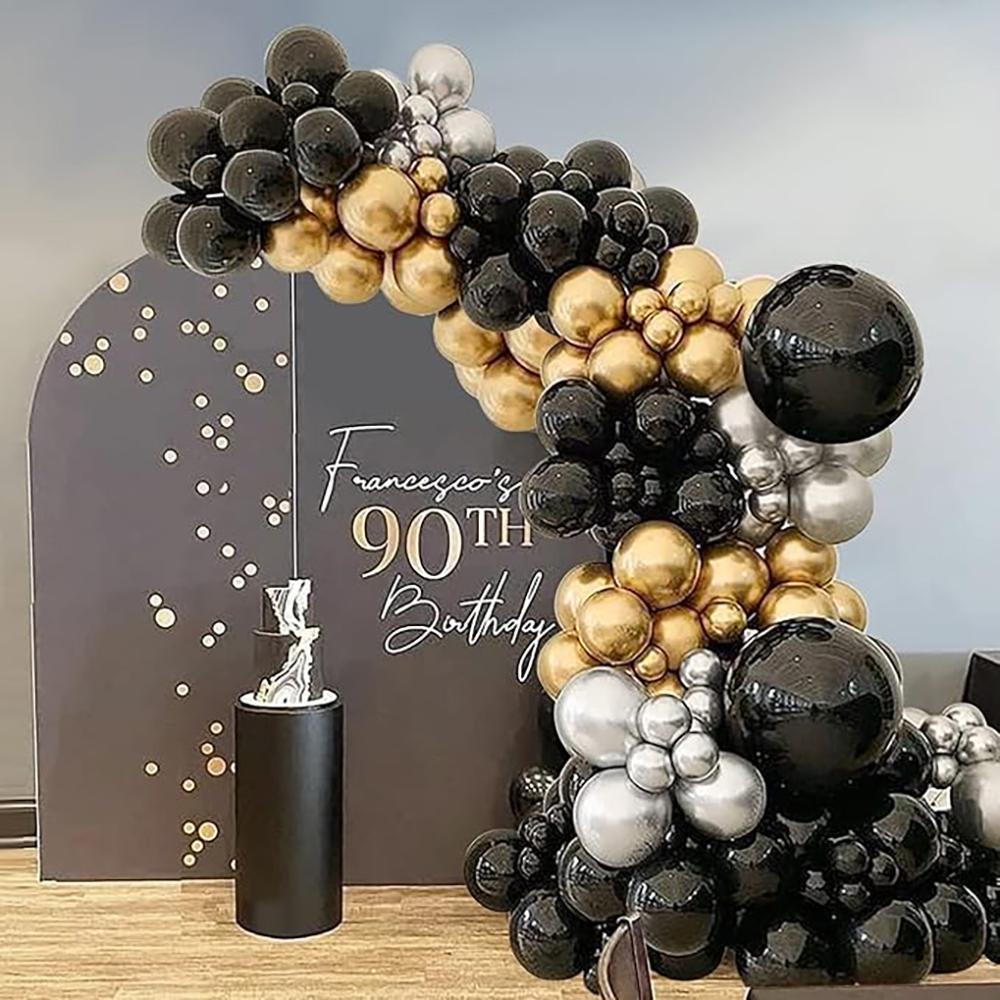 Black White Balloons Arch Metal Gold Confetti Latex Ballon Garland Kit New Year Baby Shower Wedding Graduation Decoration Globos