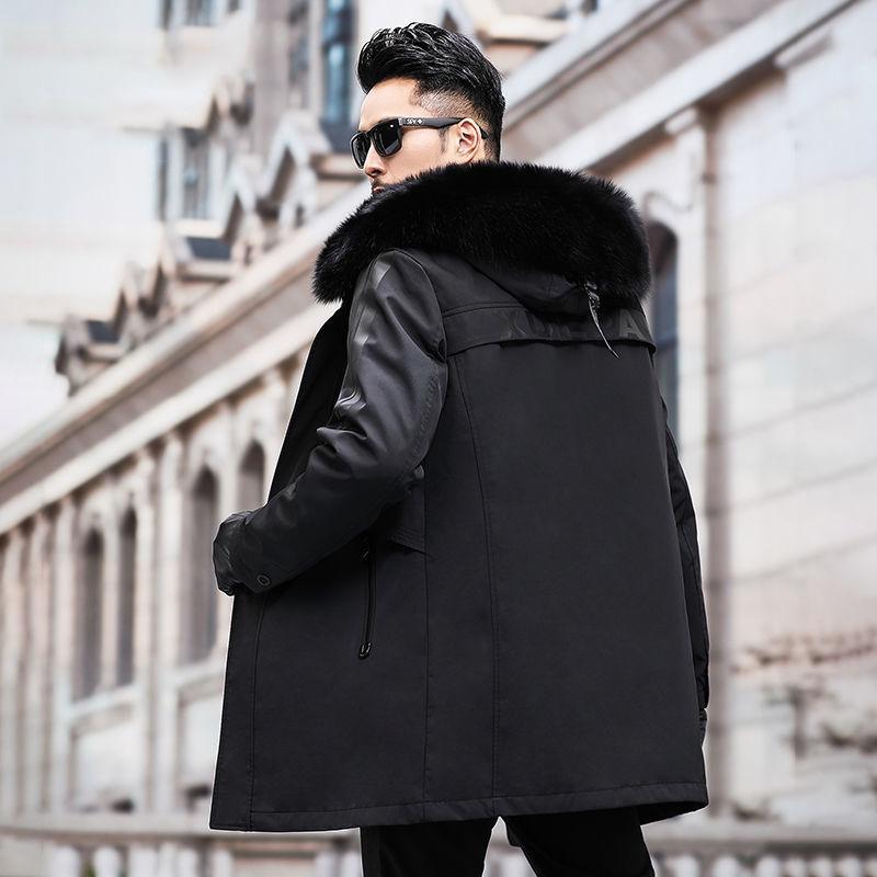 New Rabbit Fur Liner Pie Jacket Men's Thickened Detachable Fox Fur Collar Fashion Fur Jacket