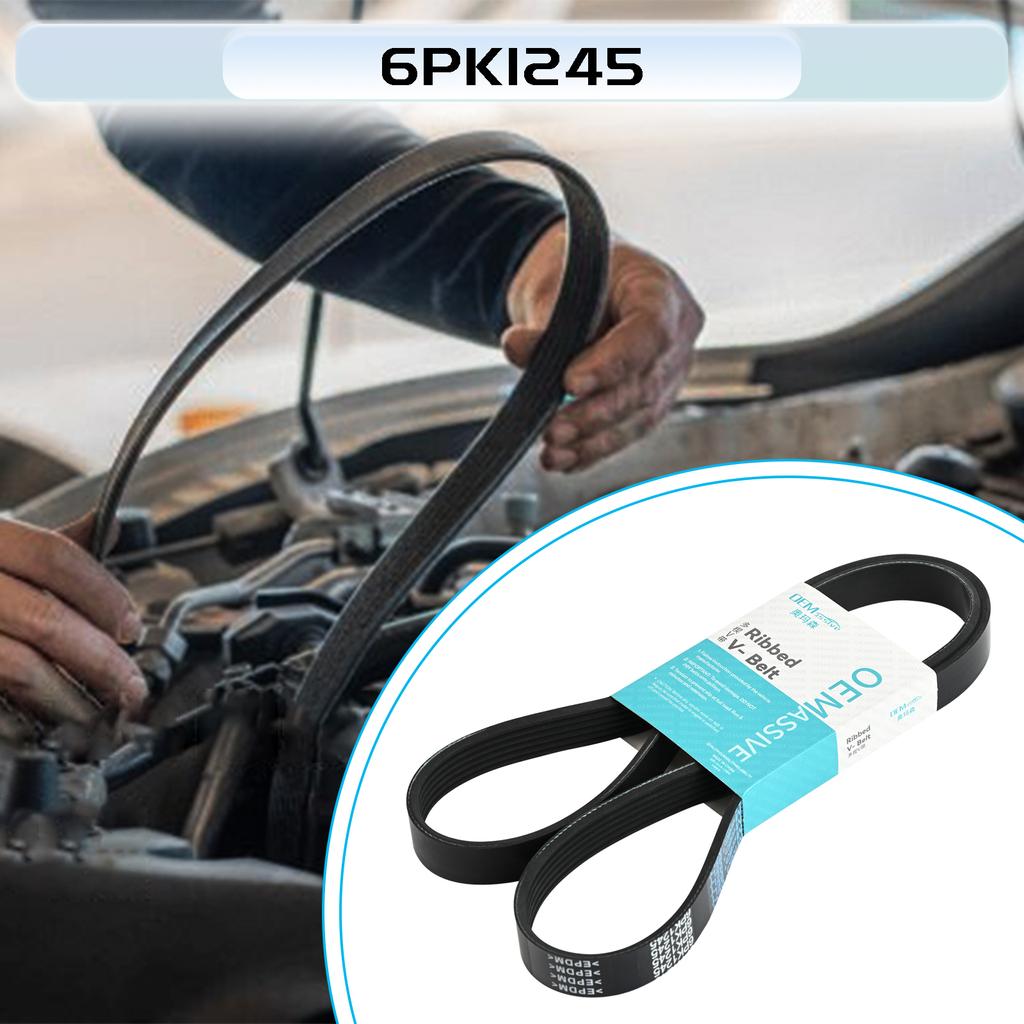 6PK1245 Generator Belt 6 Rib Multi V Drive Belts Ribbed V Belt For Ford Focus Chevrolet Cruze Trax Citroen Hyundai Jeep Opel Peugeot Toyota Vauxhall