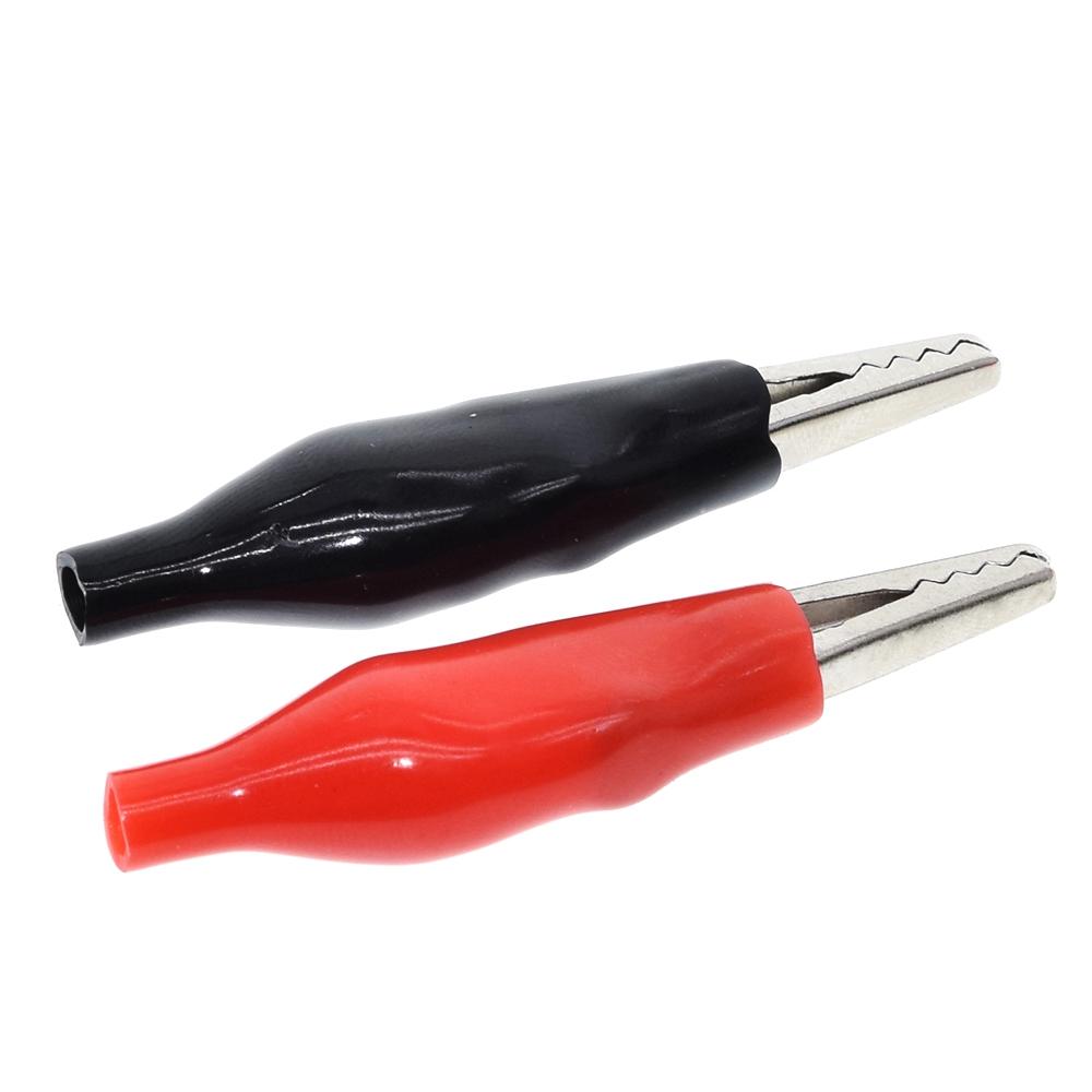28MM Metal Alligator Clip G98 Crocodile Electrical Clamp for Testing Probe Meter Black and Red with Plastic Boot Rated