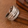 Thumb Ring Geometric Lines Shape Adjustable Opening Design Finger Ring Stainless Steel Finger Band Versatile Jewelry Gift