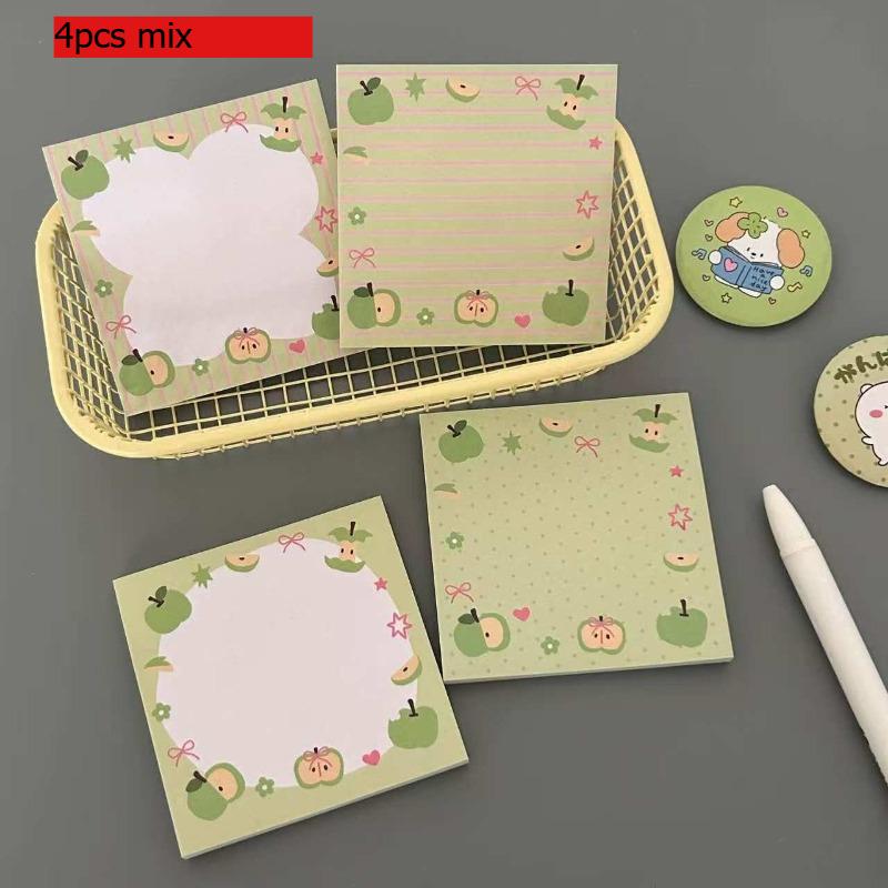 

Office School Supplies Gift Fresh Green Apple Sticky Note Original Model Student Writing Message Memo Pad Kawaii Stationery