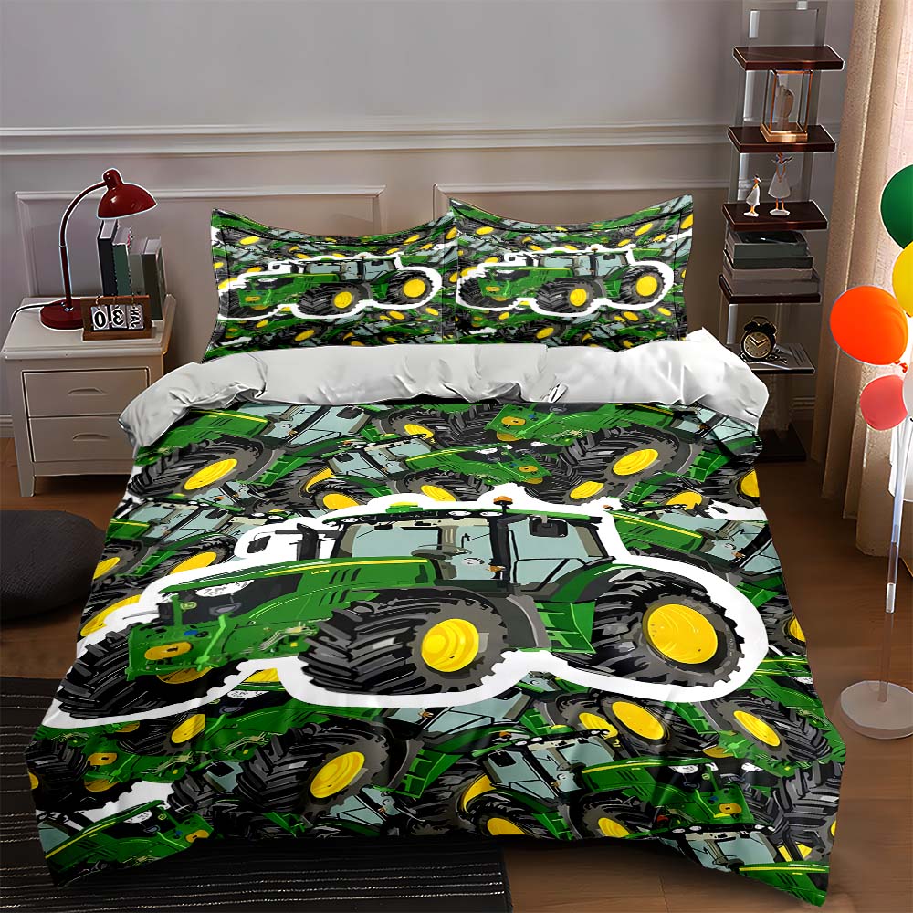 

Green tractor design Bedding, Duvet cover sets, Duvet covers, Pillowcases, Birthday gifts (1 * Duvet Cover 2 * Pillowcases, without duvet insert) 135x200cm