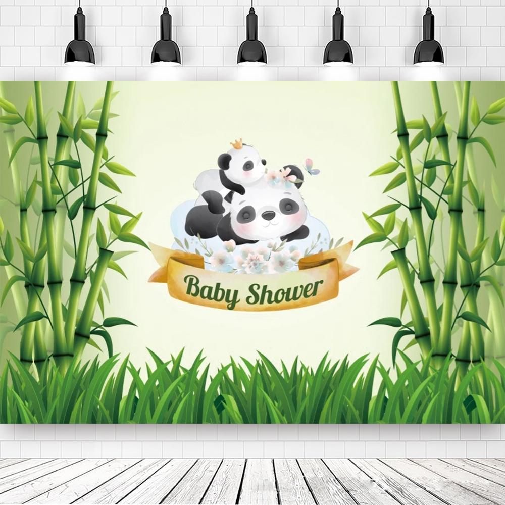 Panda Narozeninová Party Bambusový Kreslený Plakát vlastní Dětský Novorozený Portrét Fotografie Pozadí Fotografie Foto Booth Foto Studio