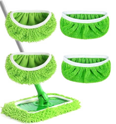 4 Reusable Microfiber Mop Ear Pads Washable, Compatible With, Replacement Ear Pads for Wet and Dry Sweeping Cloths, Replacement for
