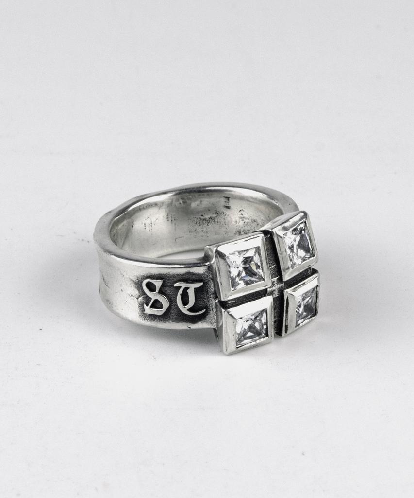 Sheen666 Dum Series Foursquare Ring White Cubic (B Type)