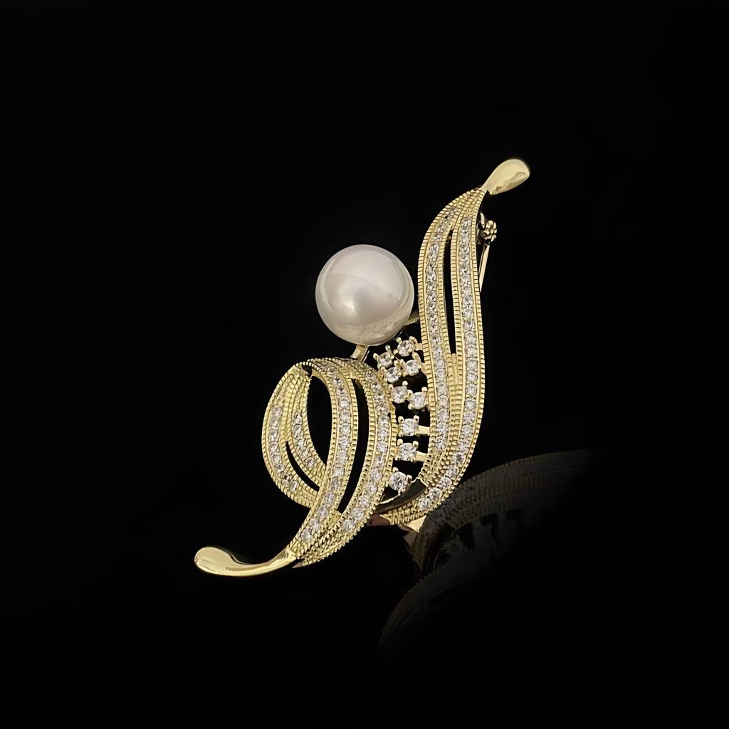 New luxury atmospheric brooch exquisite sparkling diamond pearl corsage high-end design pin