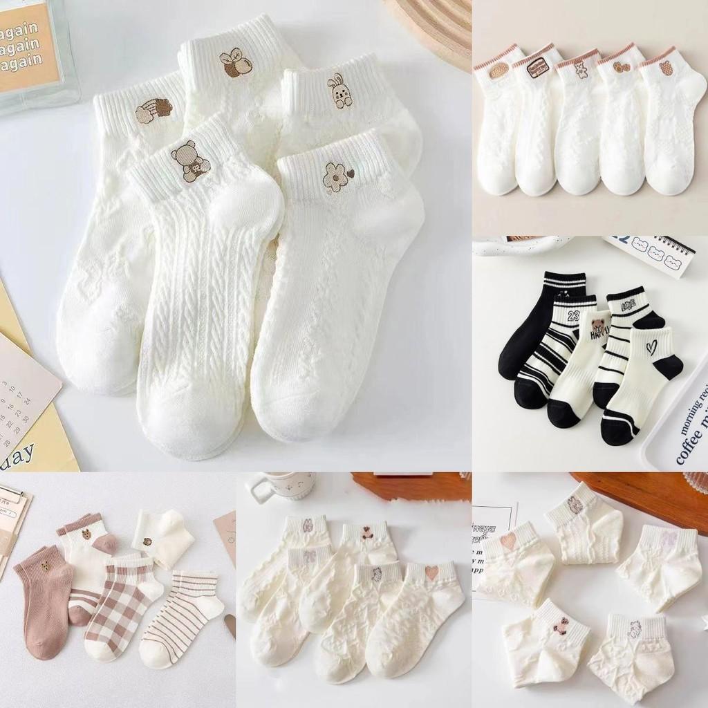 Bear Cute Short Socks Women Cartoon Fruit Pattern Summer Spring Autumn Casual