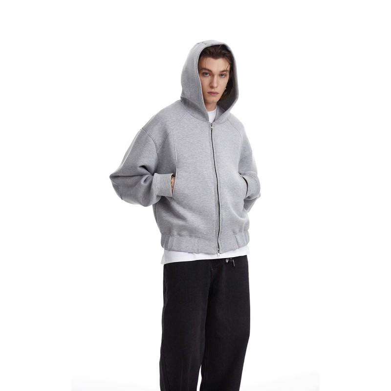 Unisex Oversized Hooded Zip-Up Sweatshirt Streetwear Deconstructed Design Fall Casual Outerwear