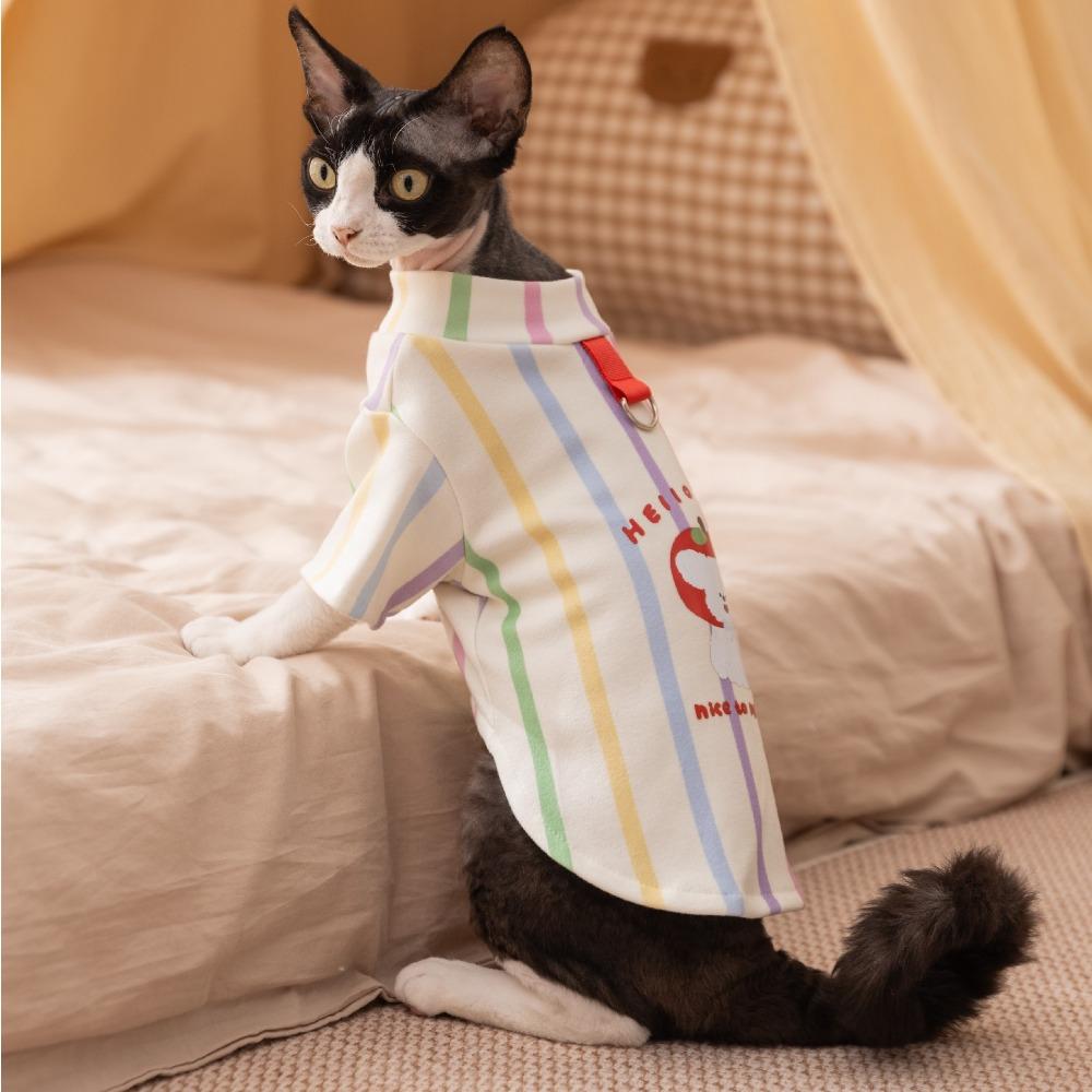 New cat clothes early autumn thin striped bottoming shirt into a cat kitten two-legged sweater German cat pet clothes