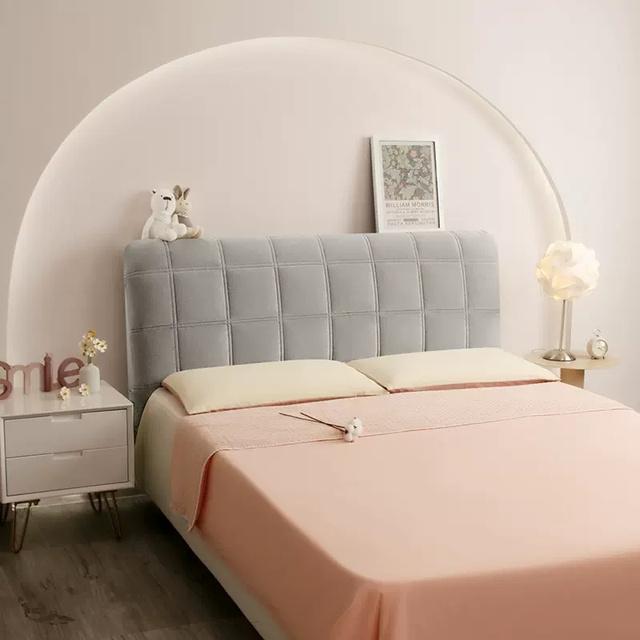 Cuvertură geometrică pentru tăblie de pat în carouri iarnă moale, caldă, îngroșare, all inclusive, protector de praf pentru capul de pat, huse universale pentru capul de pat