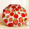 1pc strawberry pattern Automatic Folding Umbrella, Heavy Duty 8 Rib Iron Frame,  Suitable for Travel, Daily Use, Birthday, Decor Gift m0104005