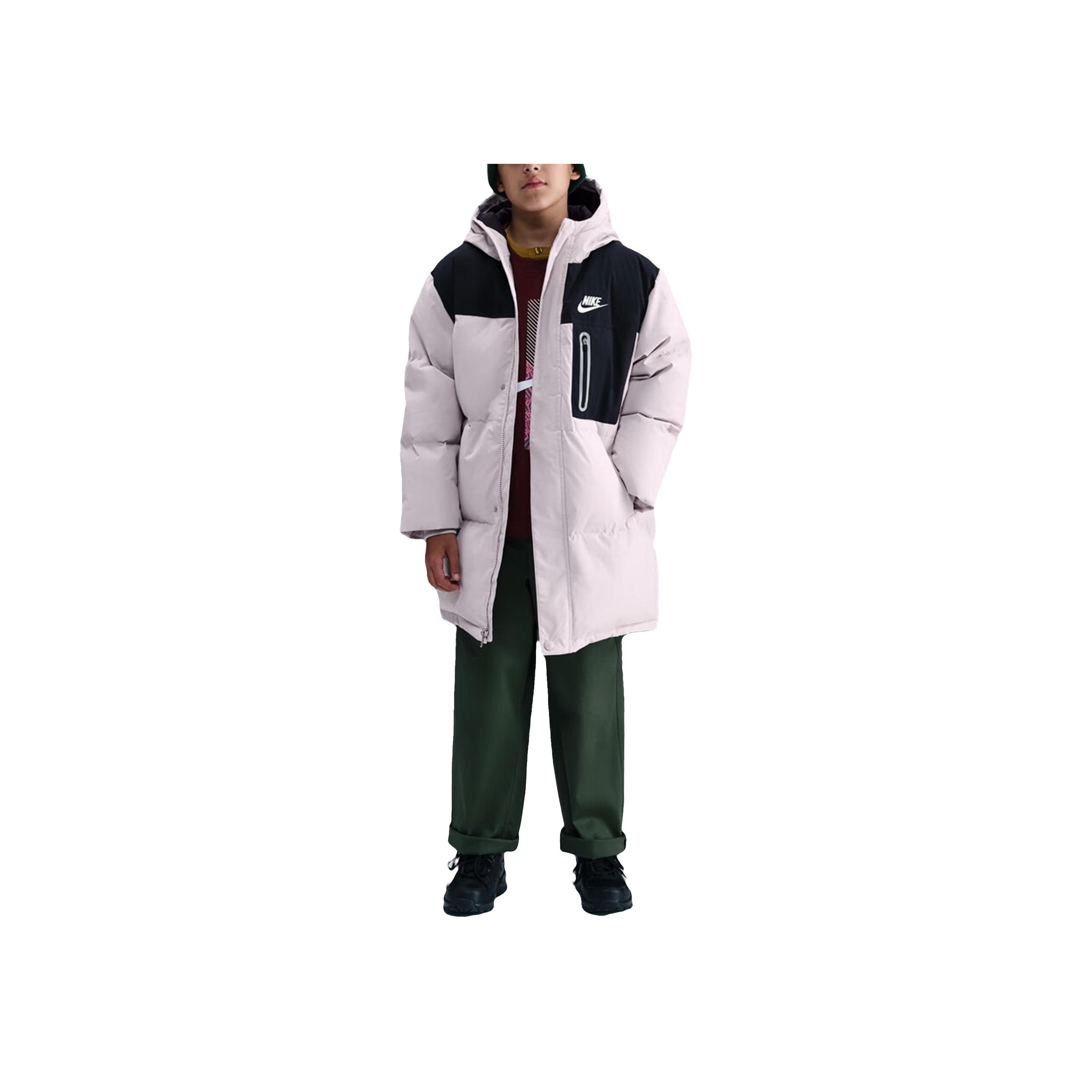 Nike Down Jacket Duck Down Hooded Warm Fleece Zipper Kids Jackets IO6150-019 XS