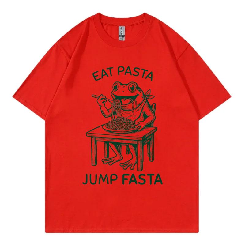 Eat Pasta Jump Fasta Funny Fitness Frog TShirt Unisex Unisex Fashion Vintage Short Sleeve T Shirt Summer Casual 100Cotton TShirts