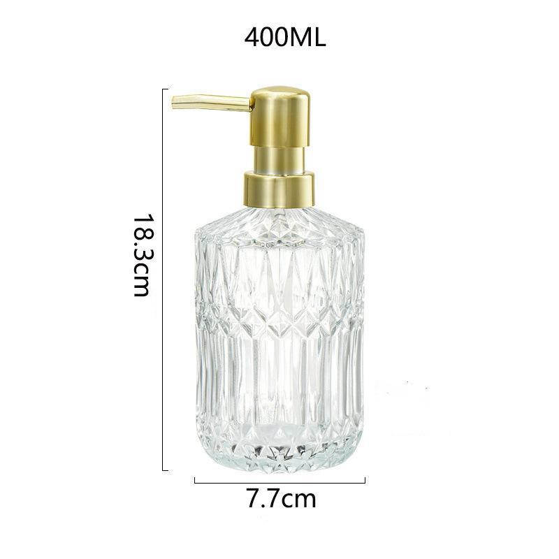 Dispensador de jabón de manos de vidrio con textura de diamante y bomba a prueba de óxido para baño, encimera de cocina
