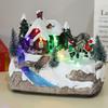 Resin Christmas Village Houses LED Light Santa Claus New Year Micro Landscape Snow View Craft Xmas Ornament Desktop Decor