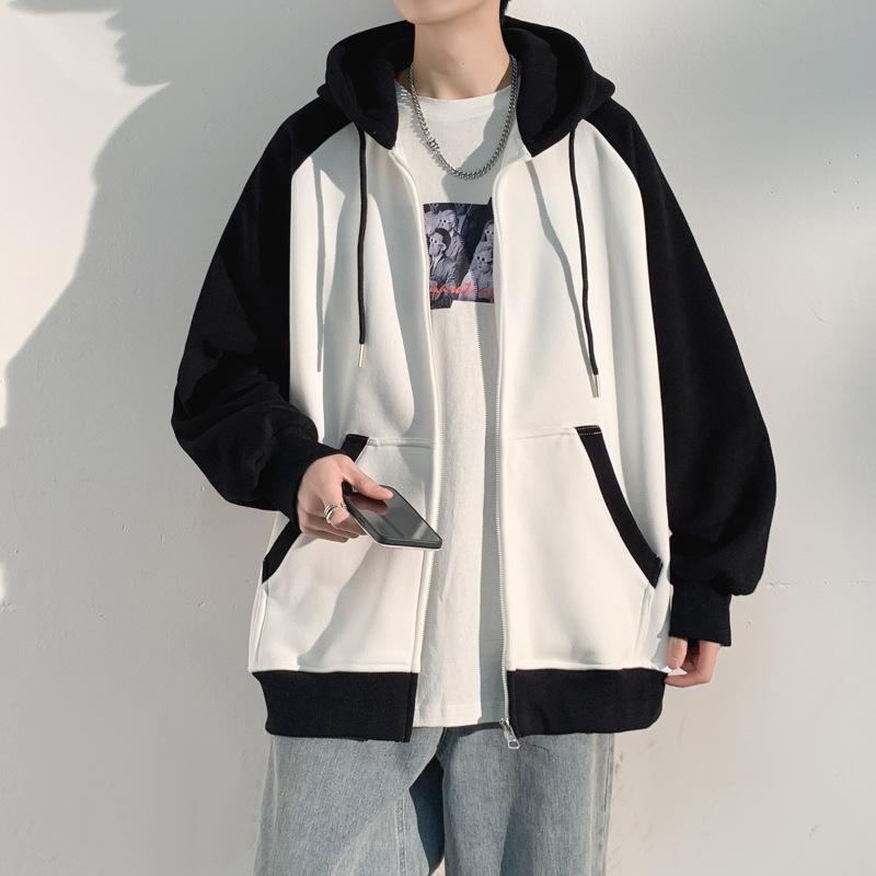 Hooded Sweater Men's New Spring and Autumn Loose Casual Color Matching Coat