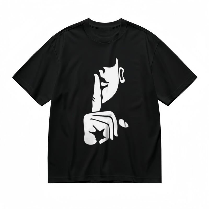 

Men s Machine Washable Classic T-Shirt Abstract Face Silhouette With Finger Tee M