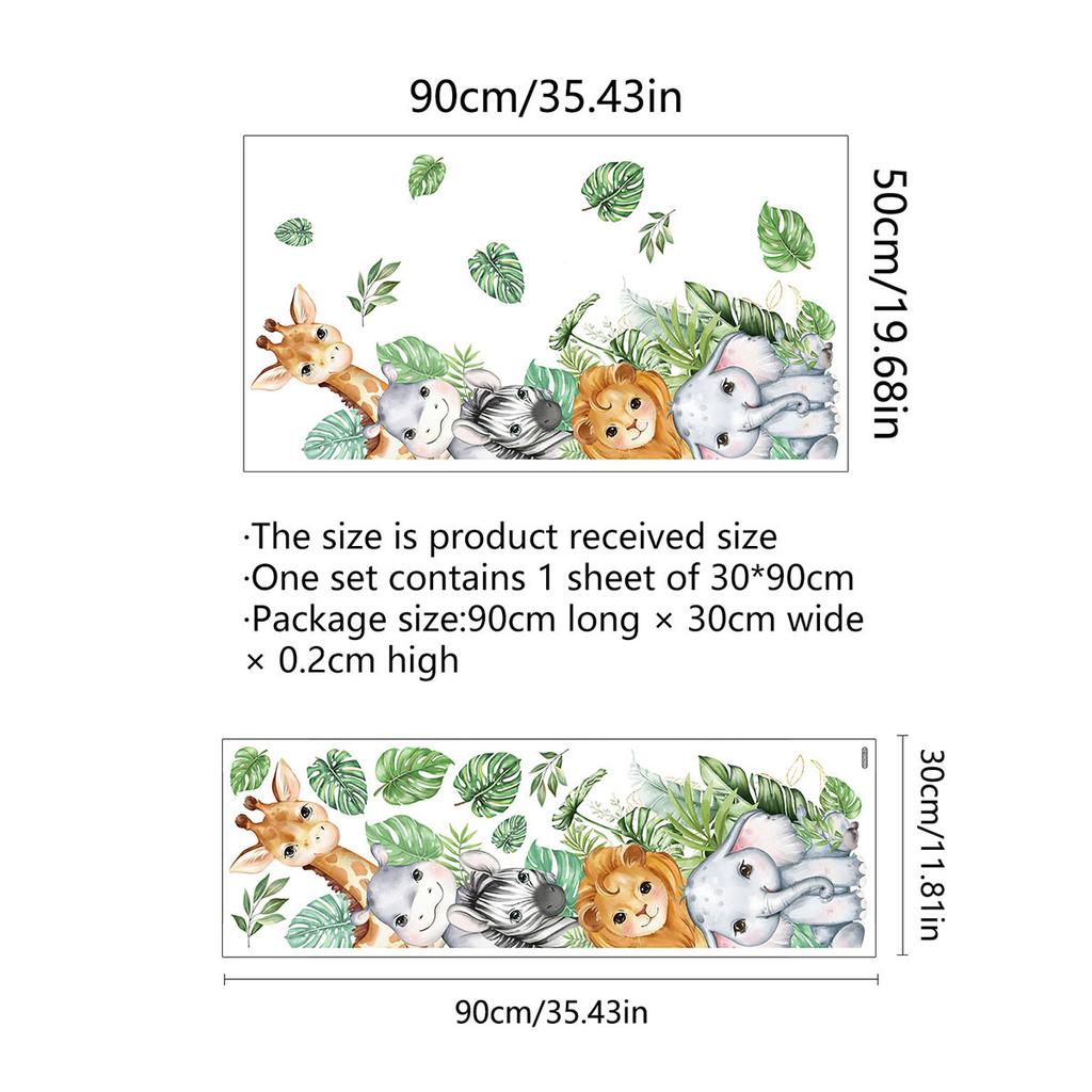 Door Stickers Jungle Animals Elephant Giraffe Wall Sticker for Rooms Baby Nursery Children's Vinyl Decals