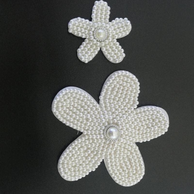 10 Pcs Handmade Sewing Patches Imitation Pearls Flower Patches for Clothing Jeans Hat Bag Lovely Decorative Patches