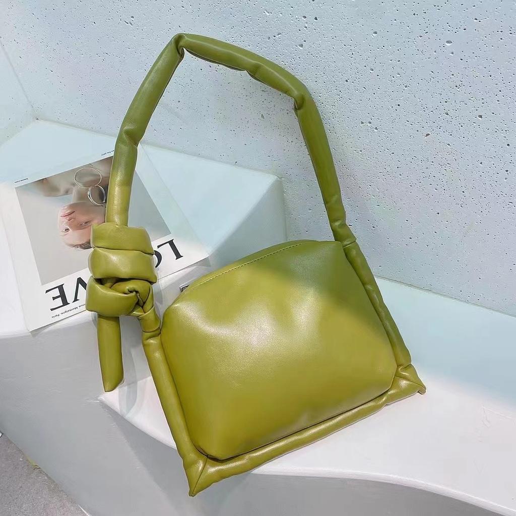 Han Nier, Foreign Style, Japanese And Korean Bag, Soft Leather, Retro Tied Knot Texture, Small Square Bag Diagonal