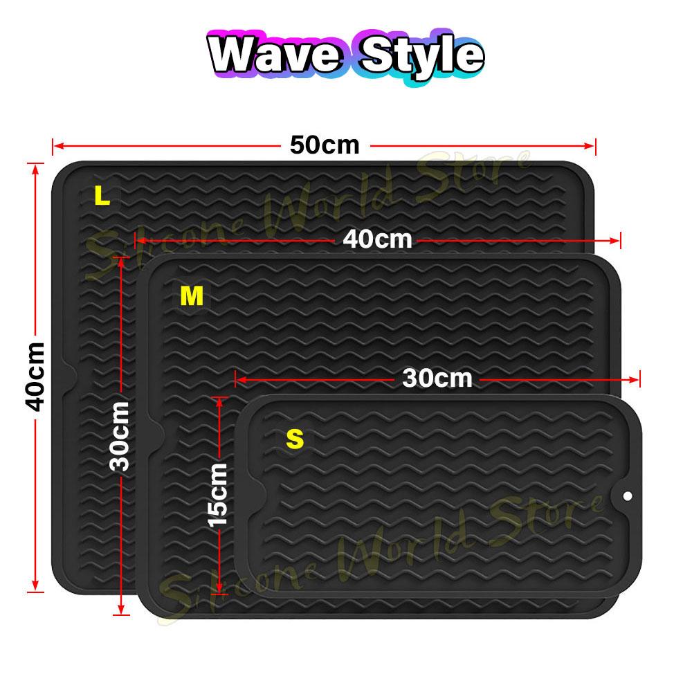 SW 1PC Wave Groove Drain Silicone Pad Multi Functional Draining Mat Kitchen Tableware Anti Slip Drying Mat Heat Insulation Pad