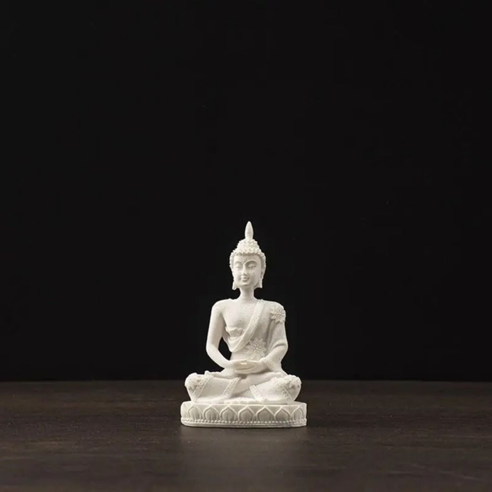 Green Sandstone Buddhist Figurine Ornament Oriental Culture Buddha Statue Zen Ornament  Desk