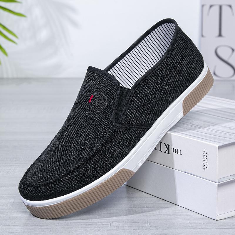 Students Middle-Aged And Elderly Casual Shoes Men'S Single Shoes Cloth Shoes Canvas One Pedal