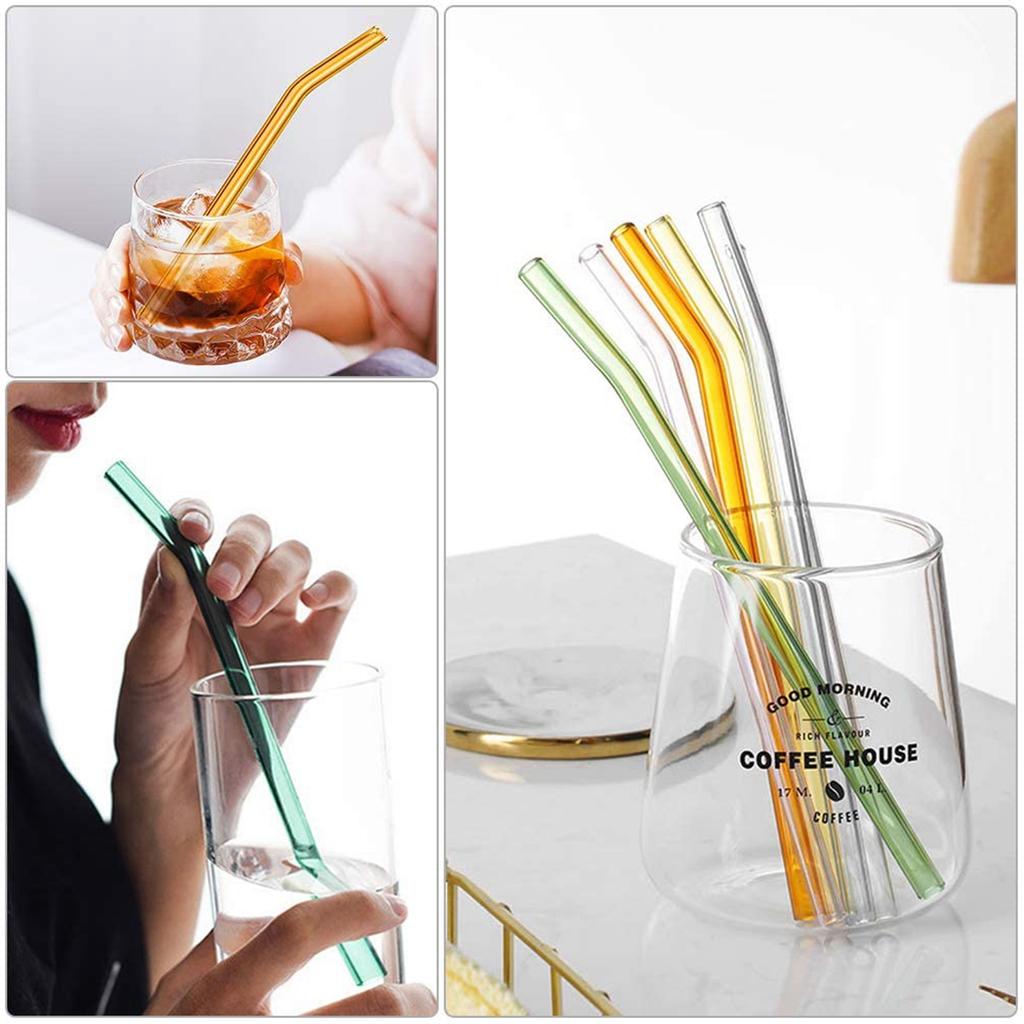 8Pcs Reusable Glass Straws Gift Box Packing Colorful Glass Drinking Straws Eco Friendly Glass Straws for Cocktail Juice Milk