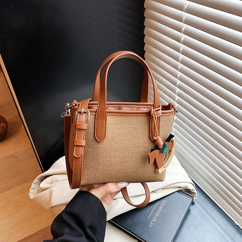 

Высококлассная сумка-тоут контрастного цвета, женская сумка, новая универсальная сумка-мессенджер, сумка-ведро, модная сумка на плечо коричневый