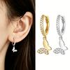 925 Sterling Silver Huggie Hoop Earrings Cactus Diamond Zircon Classic Gold Plated for Women for Weddings or Gifts