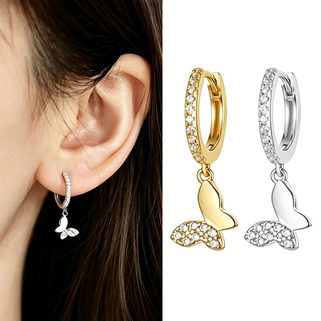 925 Sterling Silver Huggie Hoop Earrings Cactus Diamond Zircon Classic Gold Plated for Women for Weddings or Gifts