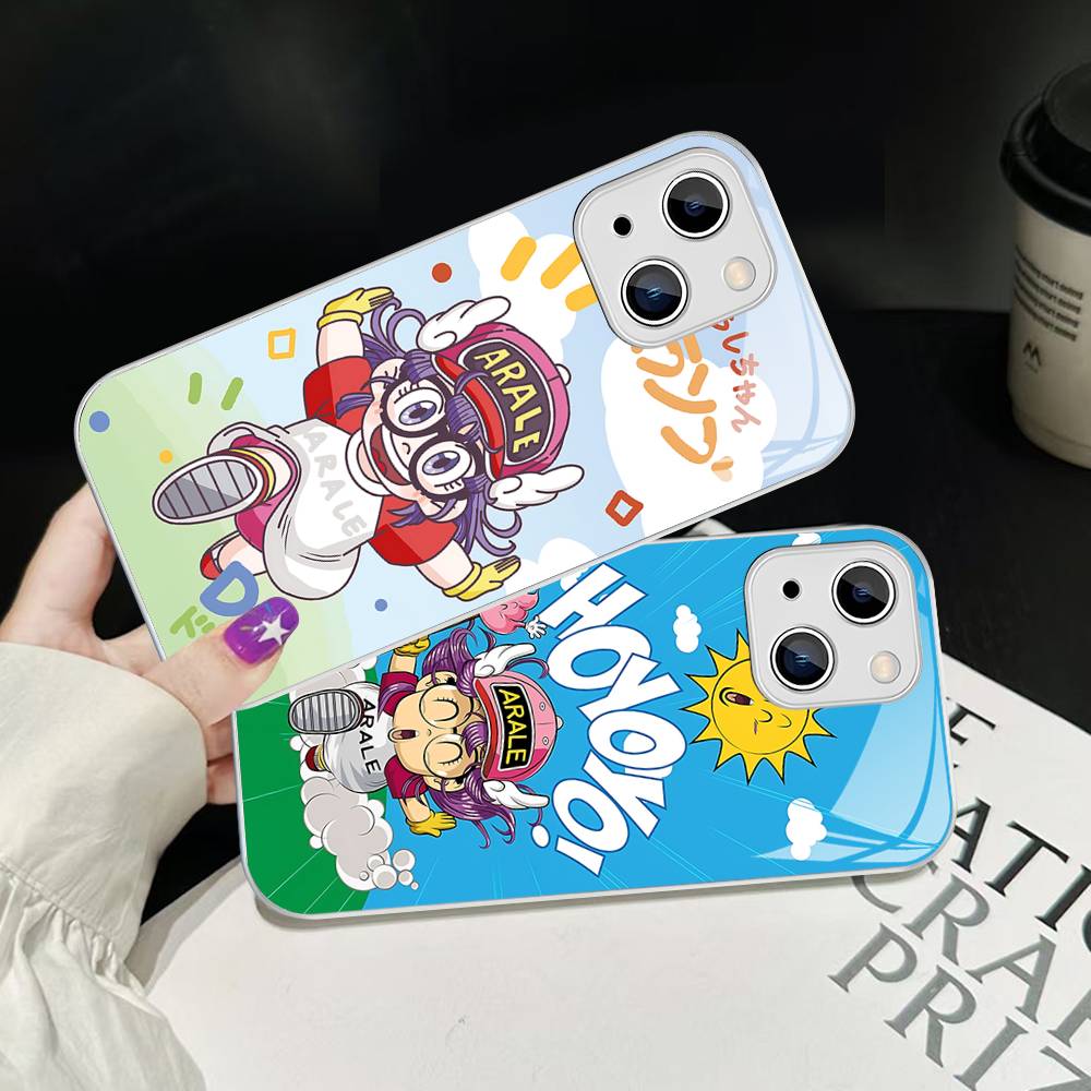 Cartoon Dr Slump Tempered Glass For Iphone 14 13 12 11 Pro Mini XS MAX 14Plus X XS XR Cover