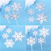 New Snowflake Four Piece Acrylic Party Cake Topper For Birthday Christmas Happy New Year 2024 Party Cake Decoration Supplies