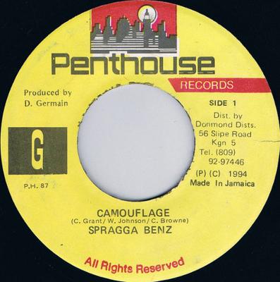 7inch Record SPRAGGA BENZ - Camouflage PH87 Penthouse Recor 1994 Jamaica Reggae, Ska & Dub Used