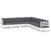 Vidaxl 7-Cz. Garden Lounge Set, Cushions, White Pine