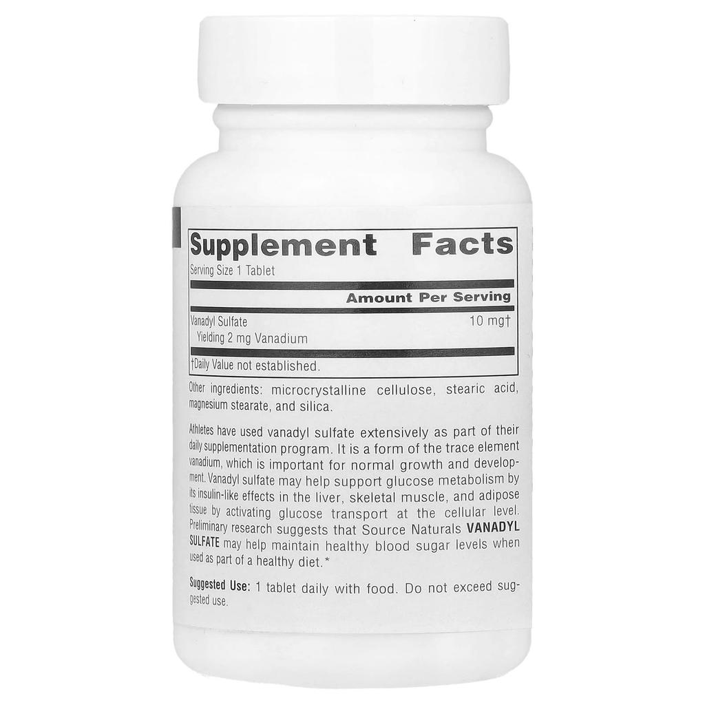 Vanadyl Sulfate, 10Mg, 100 Tablets