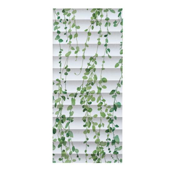 Reeded Glass Privacy Window Film Non Adhesive Frosted Sun Blocking Glass Cling Hanging Green Plants Decorative Sticker for Bathroom D