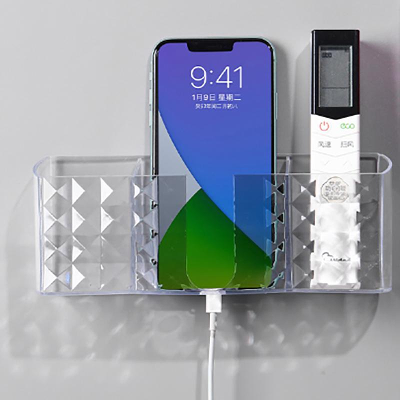 Mobile Phone Wall Holder Universal Cellphone Charge Storage Box Organizer Tv Remote Control Hanging Stand Bracket Charging Dock