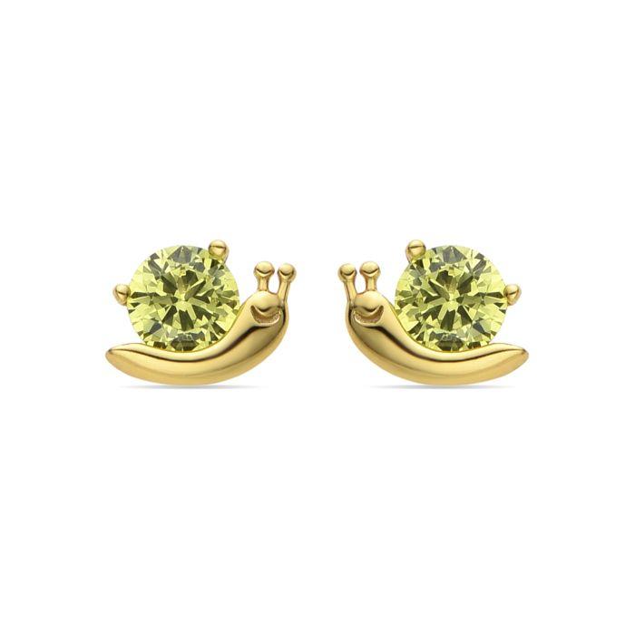 Boucles D'oreilles - LUXENTER - Aysma - Argent 925 - Zircon Vert - Or Jaune 18k