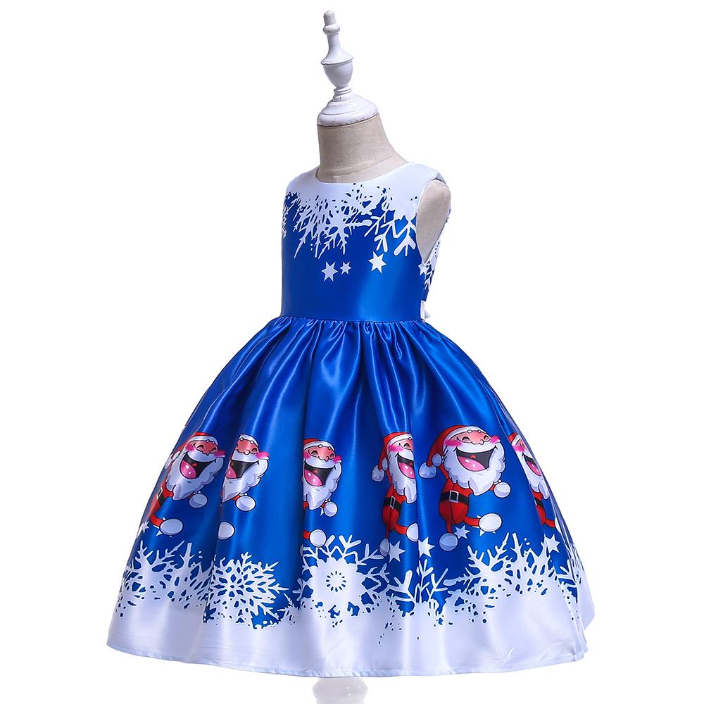 Vestido de Piano de Cetim de Desenho Animado de Natal Europeu e Americano para Meninas
