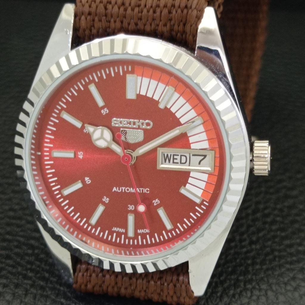 VINTAGE REFURBISHED SEIKO 5 AUTOMATIC 6309A JAPAN MENS RED DIAL WATCH a440699-4