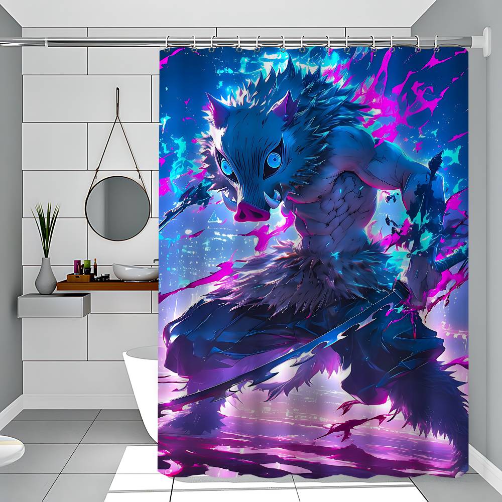 Inosuke Hashibira Shower Curtain - Water-Repellent And Leak-Resistant, Mold And Mildew Resistant For