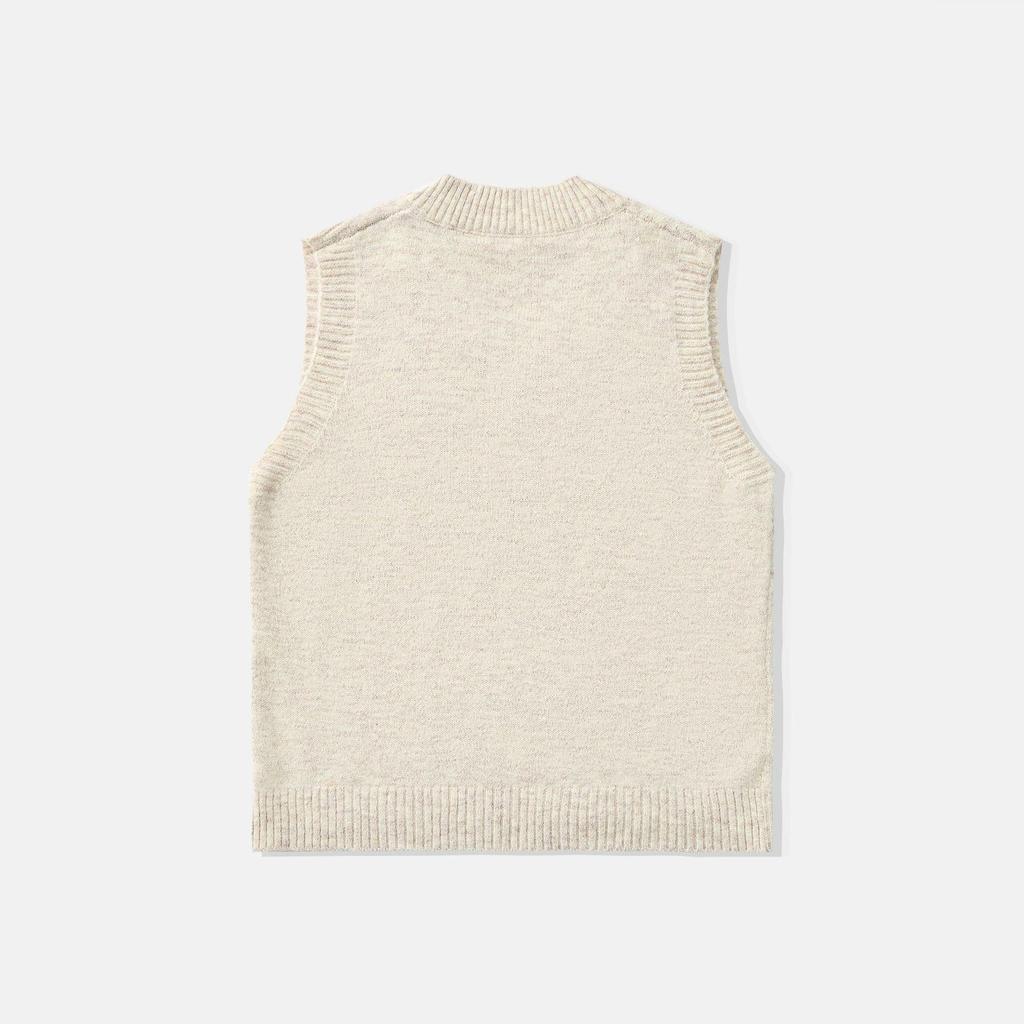 Men's Wool Blend Sleeveless V-Neck Knit Vest - Loose, Warm Base Layer for Autumn/Winter