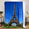 Eiffel Tower with Blue Sky Design Blanket, Flannel blanket for bedroom, living room, sofa, and nap sofas.
