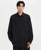 Oversized Washed Poplin Double Pocket Shirt [Black]