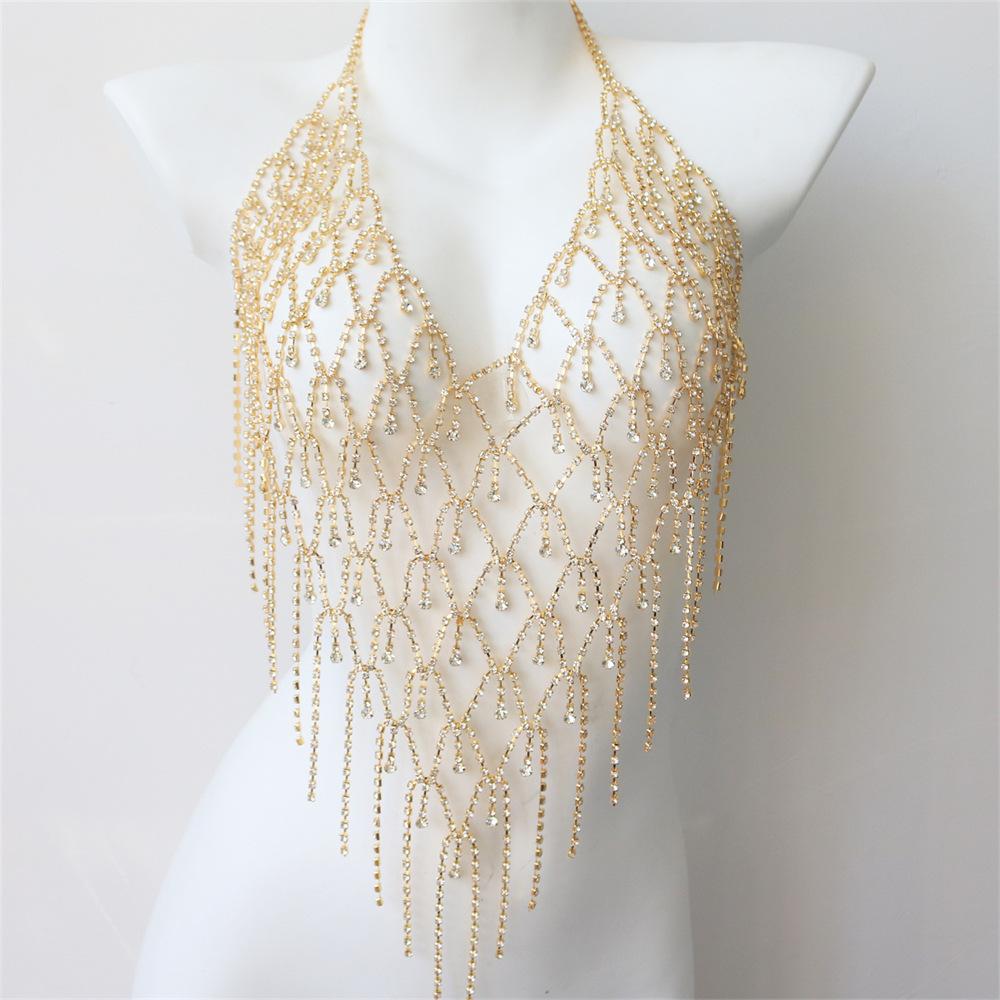 New Accessories, Rhinestone Body Chain Exaggerated Shiny Diamond Fringed Bra Nightclub Sexy, Popular